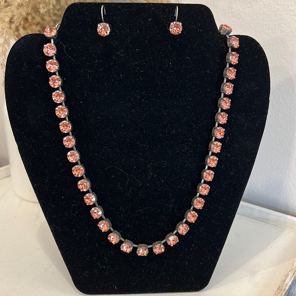 Peach crystal jewelry set